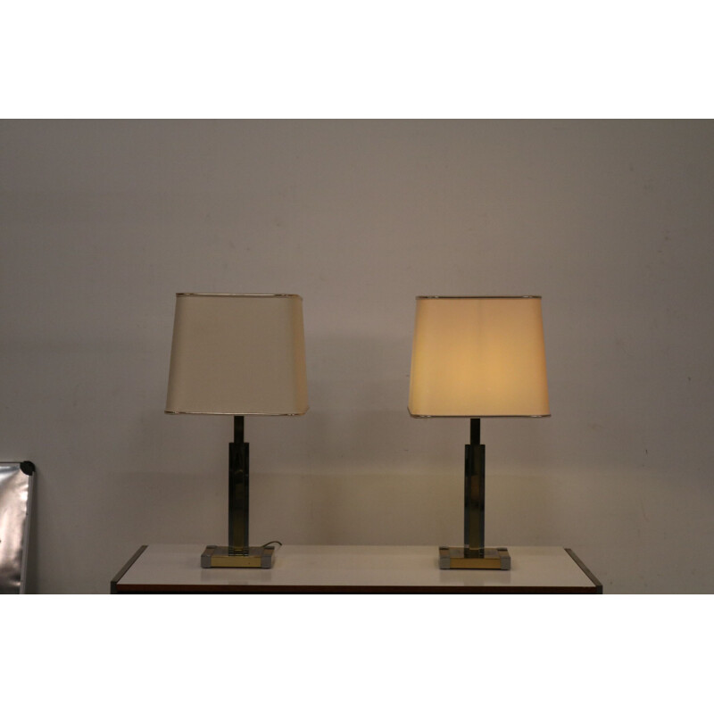 Paire de lampes vintage de table luxueuses fabriquées par Lumica en Espagne 1970