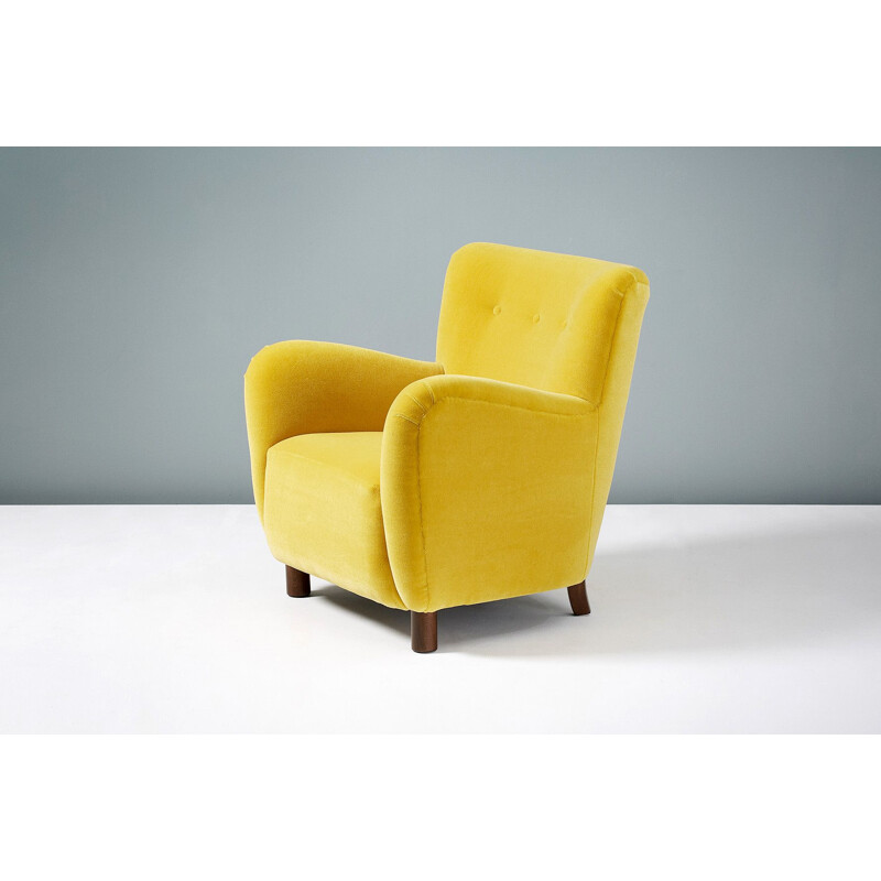 Fritz Hansen Style Mohair Velvet 1950s Armchair