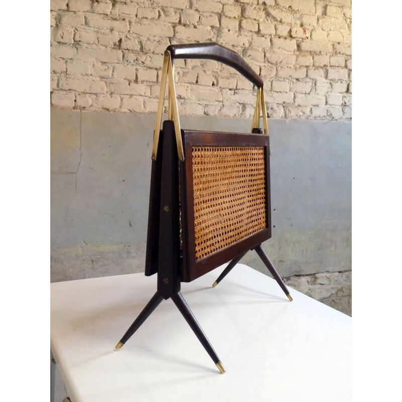 Porte-revue vintage de Cesare Lacca en bois teint