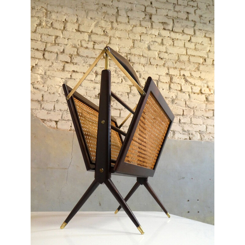 Porte-revue vintage de Cesare Lacca en bois teint