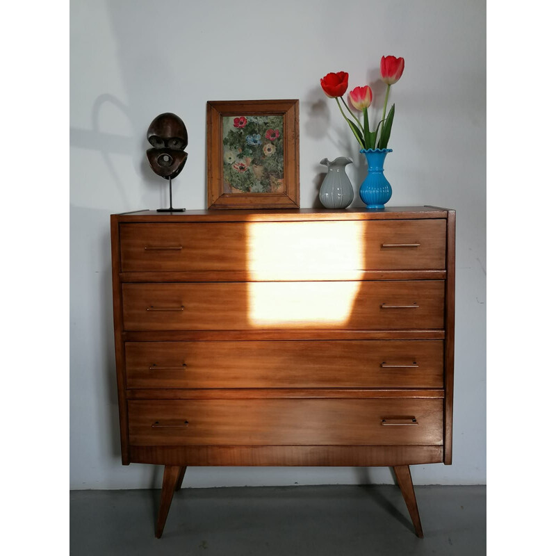 Chest of drawers with brass and black handles Vintage 60