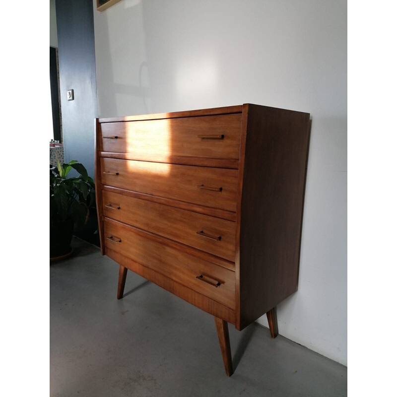 Chest of drawers with brass and black handles Vintage 60