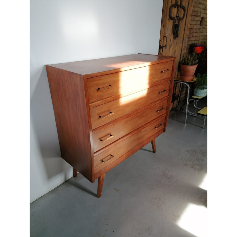 Chest of drawers with brass and black handles Vintage 60