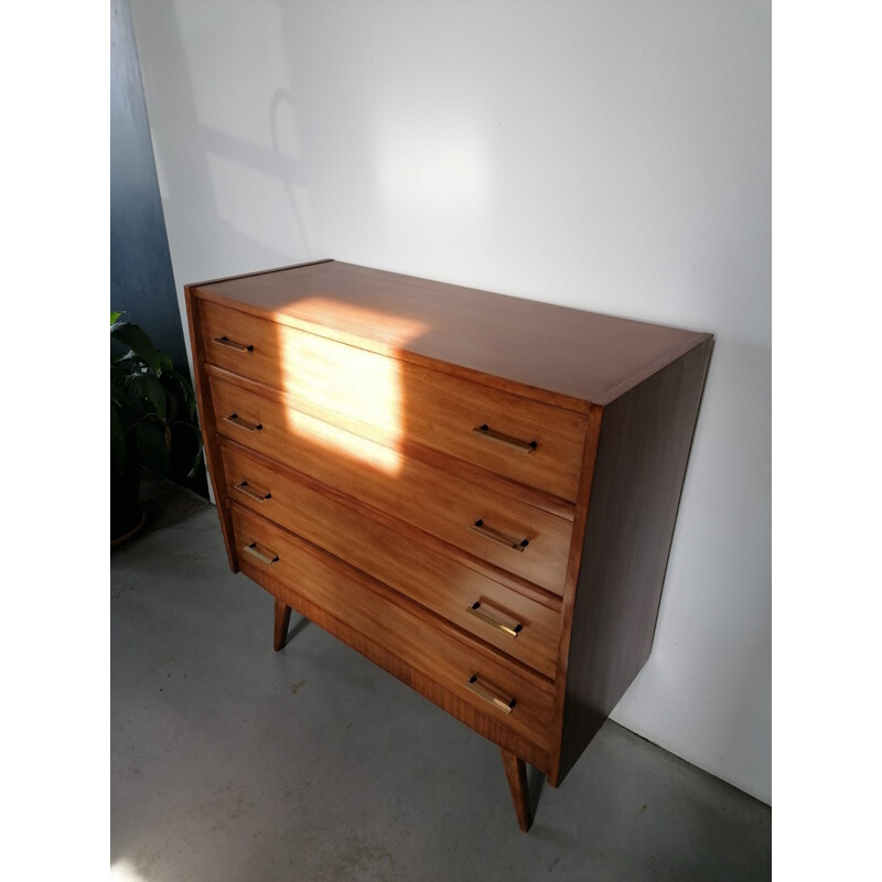 Chest of drawers with brass and black handles Vintage 60