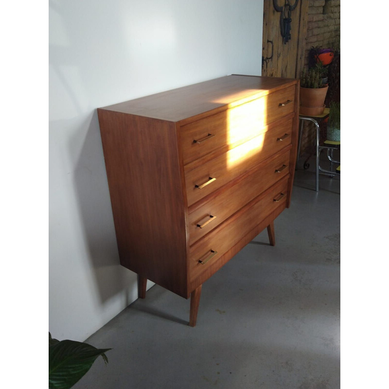 Chest of drawers with brass and black handles Vintage 60