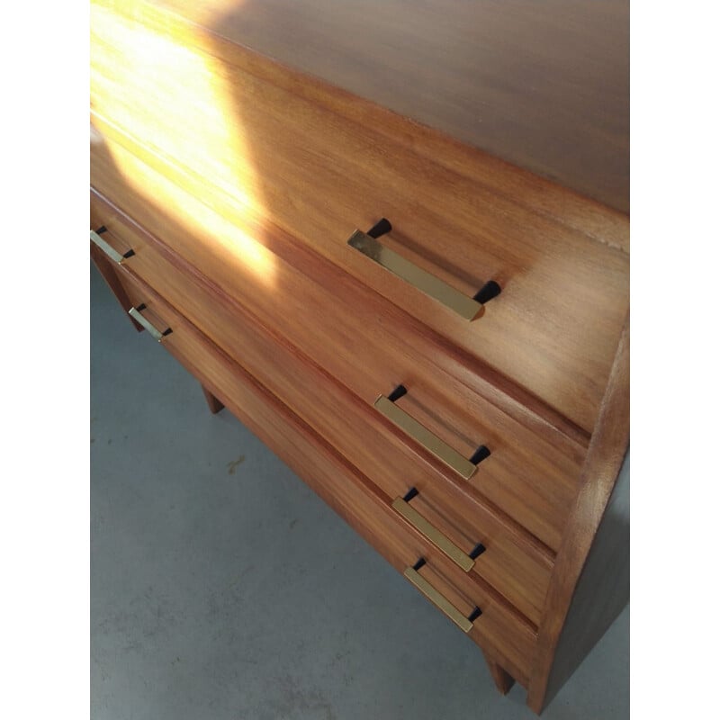 Chest of drawers with brass and black handles Vintage 60