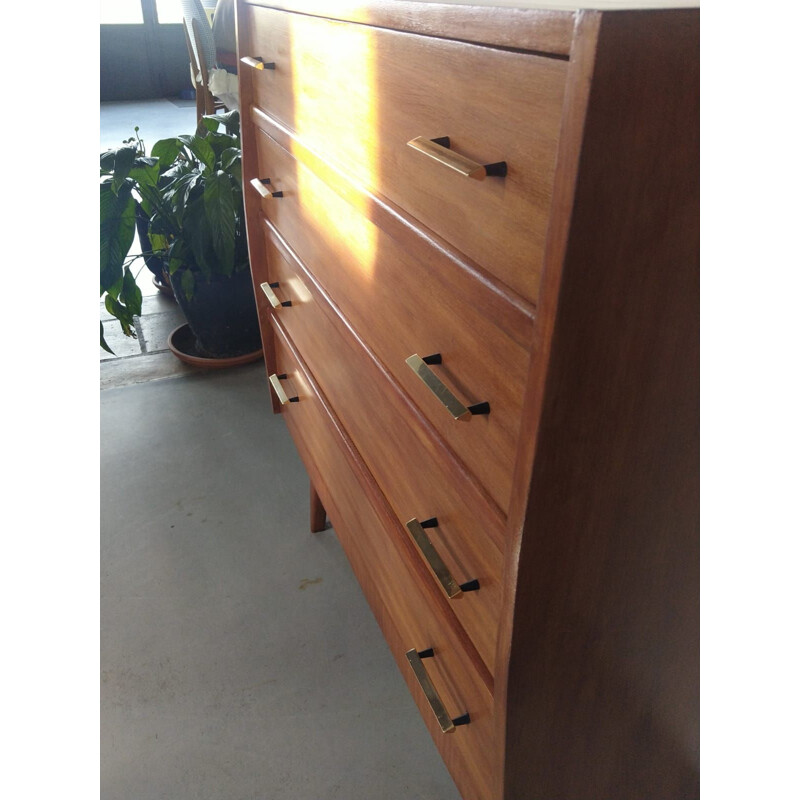 Chest of drawers with brass and black handles Vintage 60