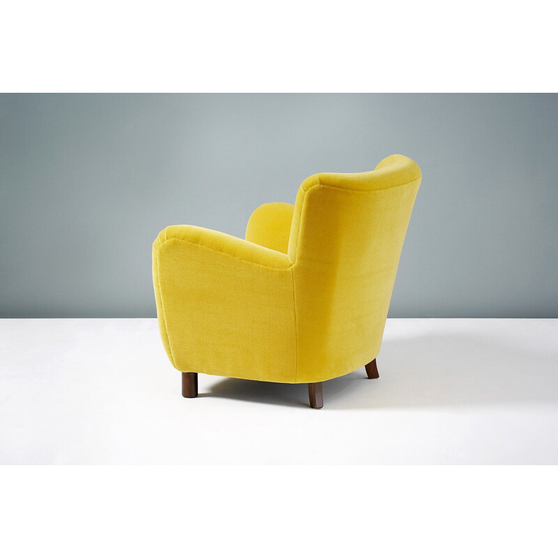 Fauteuil en velours mohair vintage style Fritz Hansen 1950