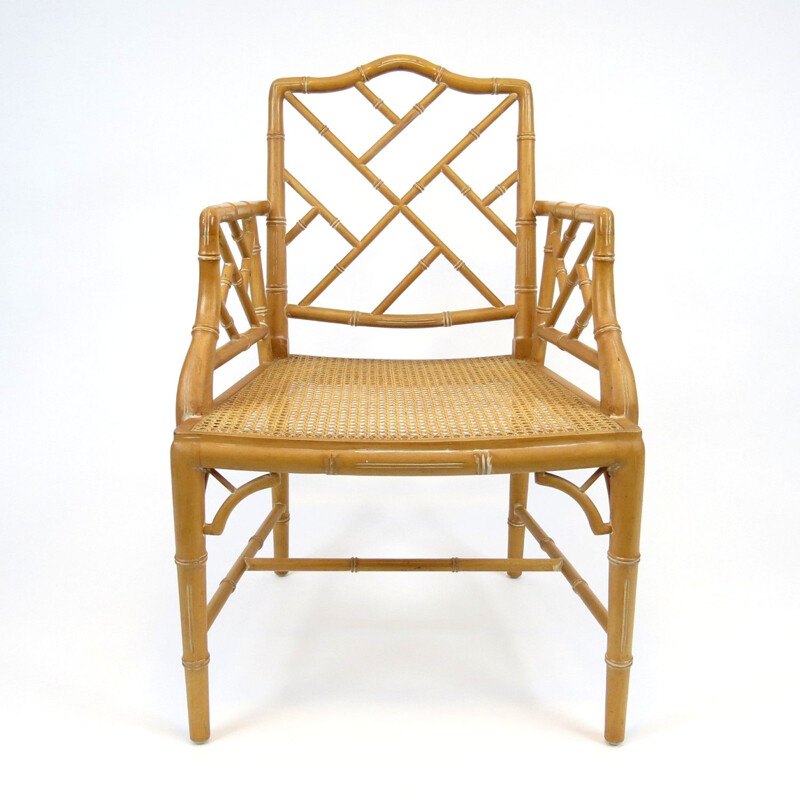 Set of 2 faux bamboo armchairs, 1970s