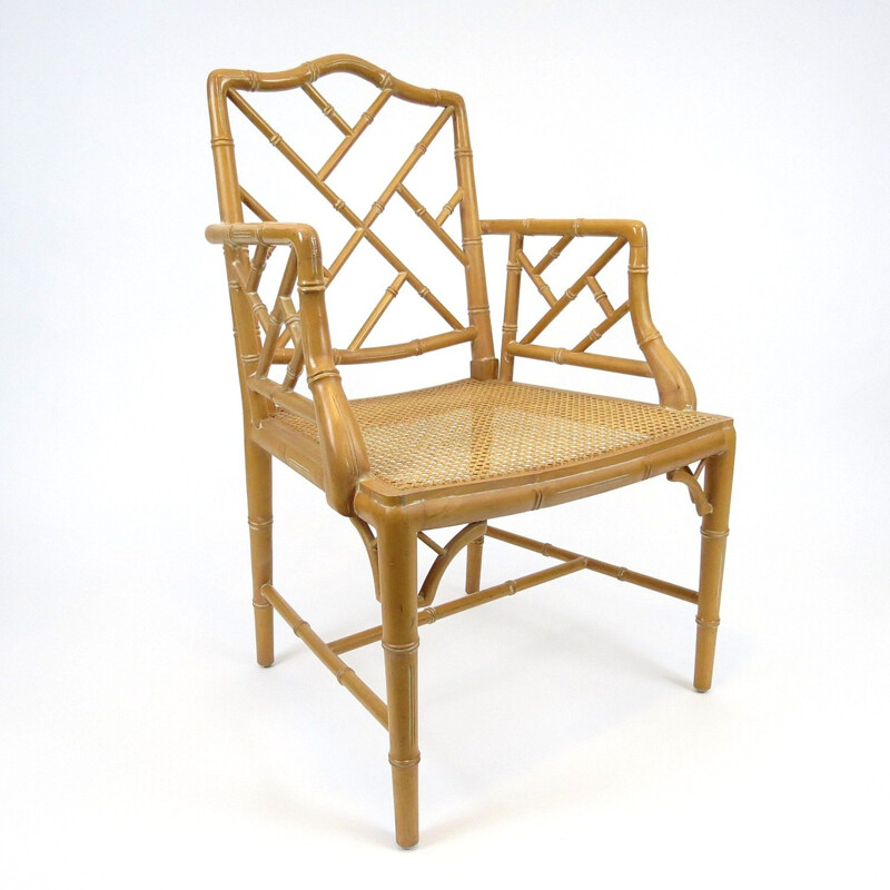 Set of 2 faux bamboo armchairs, 1970s