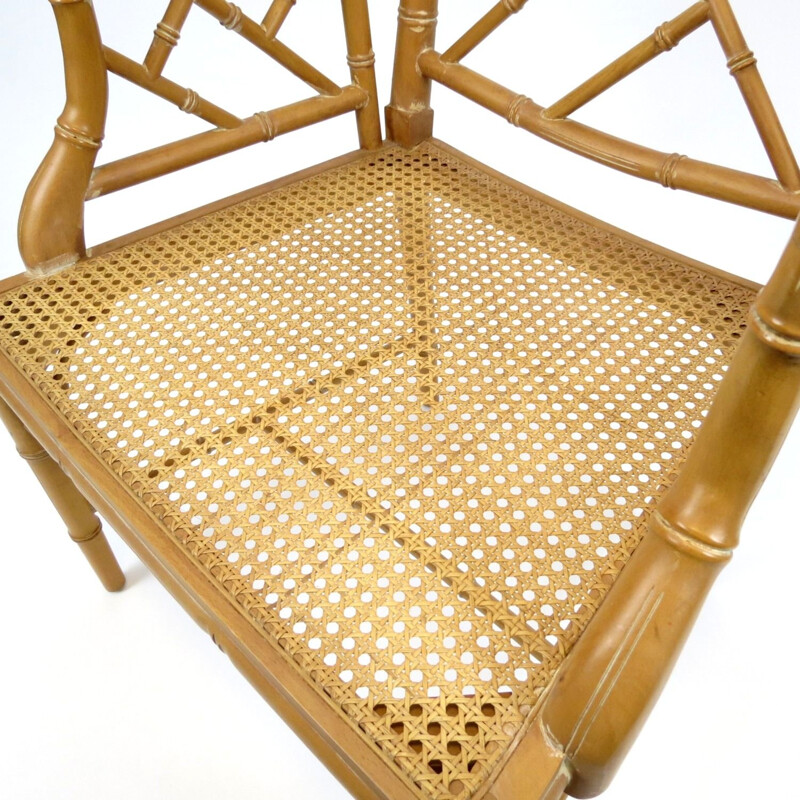 Ensemble de 2 fauteuils vintage en faux bambou, 1970