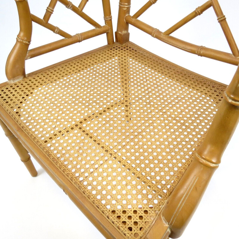 Set of 2 faux bamboo armchairs, 1970s