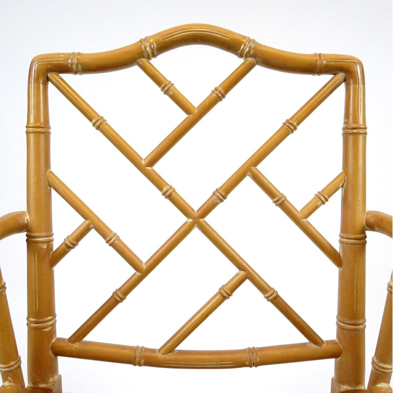 Set of 2 faux bamboo armchairs, 1970s