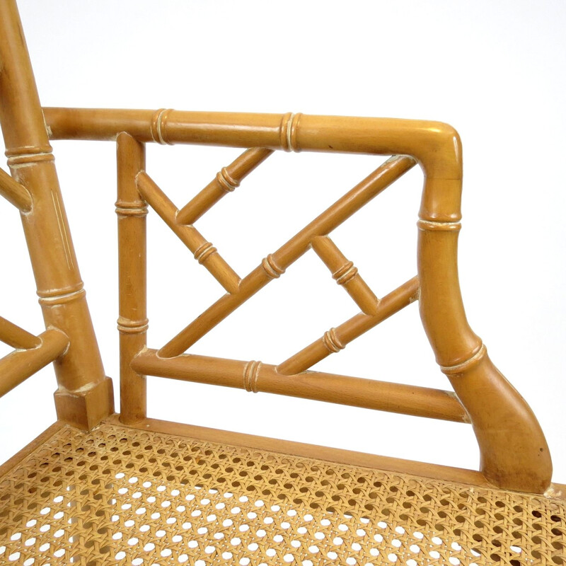 Set of 2 faux bamboo armchairs, 1970s