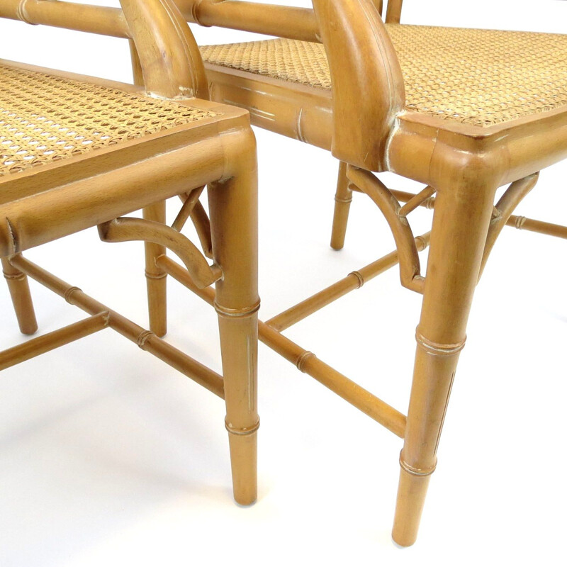 Set of 2 faux bamboo armchairs, 1970s
