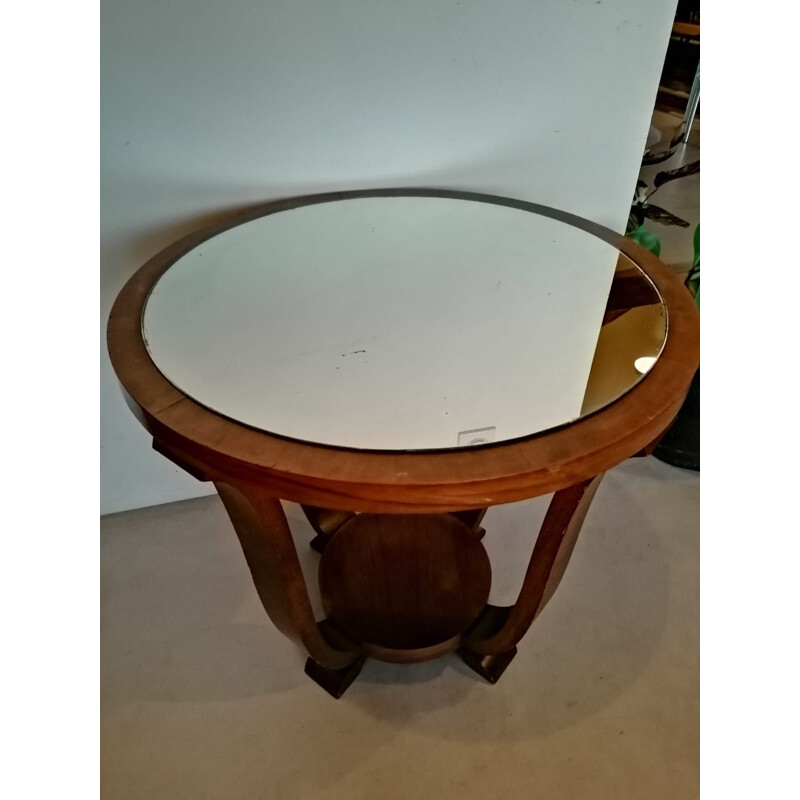 Art deco pedestal table with mirror central tray