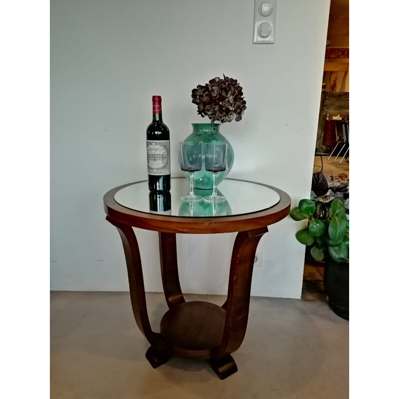 Art deco pedestal table with mirror central tray