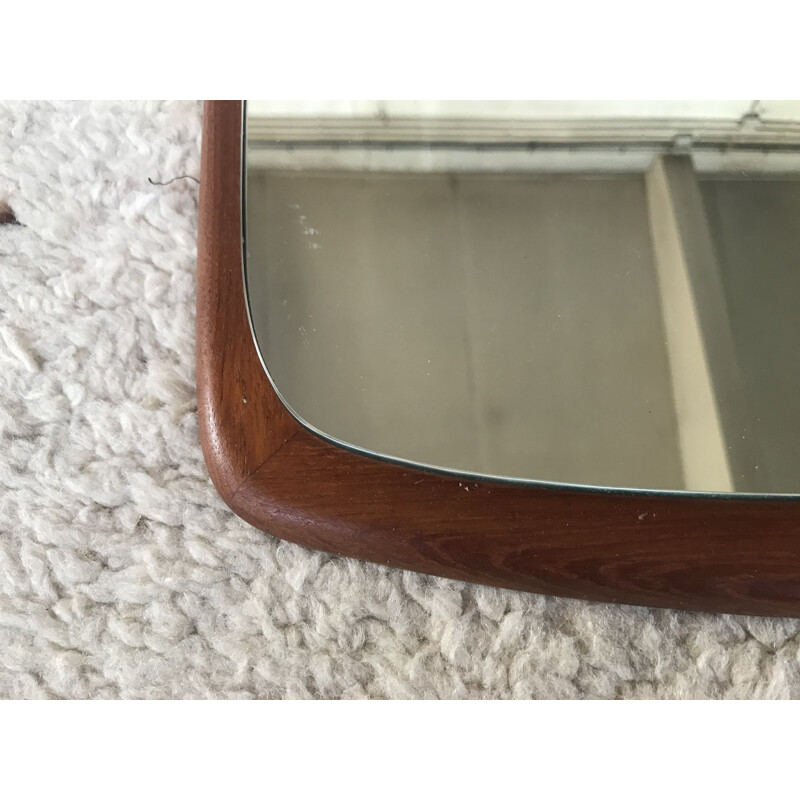 Miroir scandinave en teck  vintage design 1950 1960