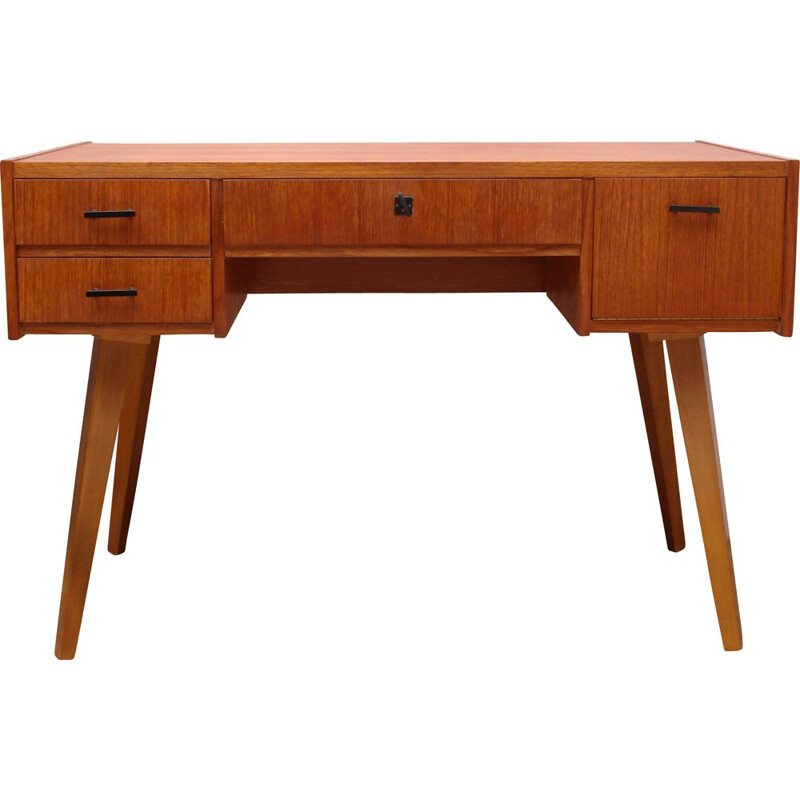 Bureau vintage 1950 en teck 3 tiroirs