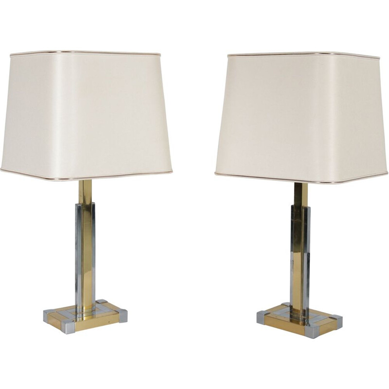 Pair of luxurious table lamps manufactured by Lumica in Spain 1970s 