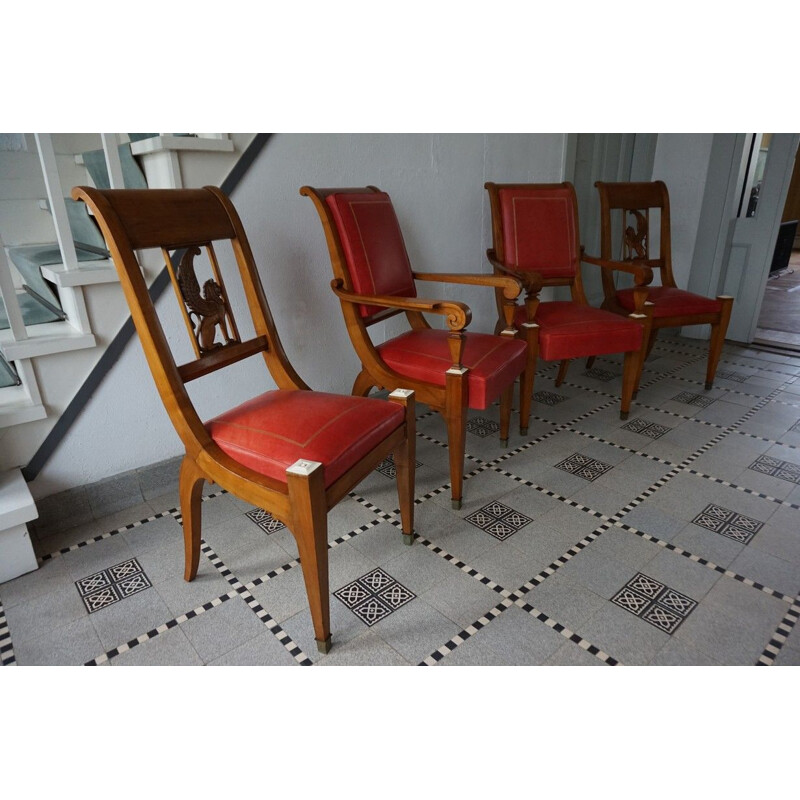 Art Deco French Desk and Chairs Set, 1930s