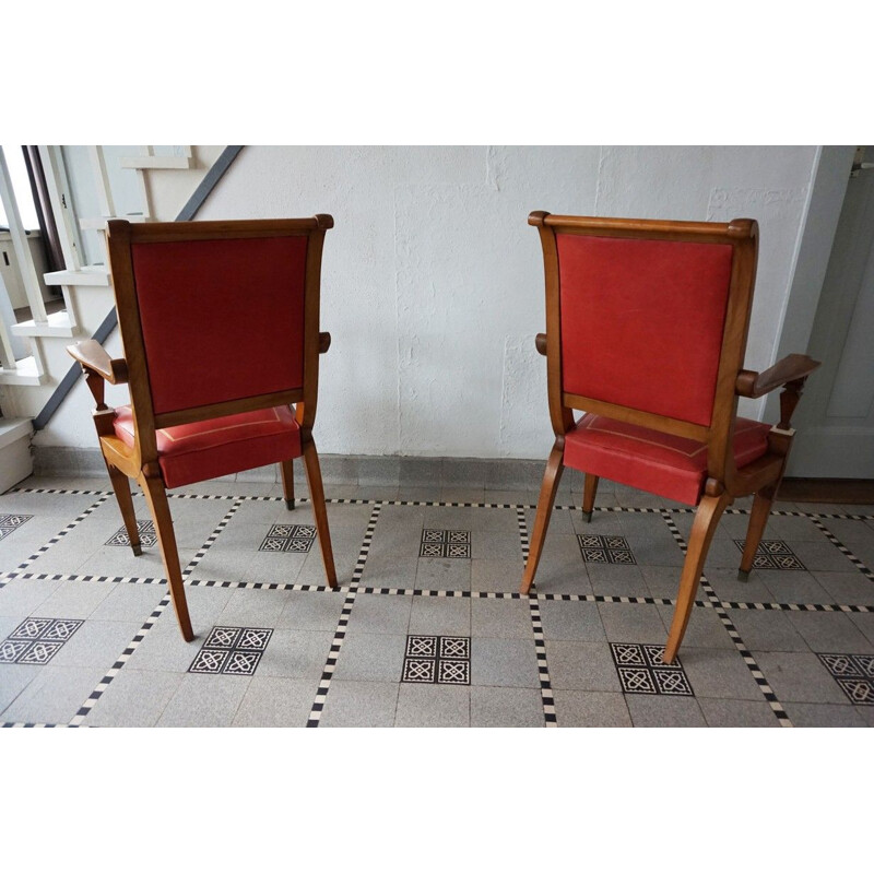 Art Deco French Desk and Chairs Set, 1930s