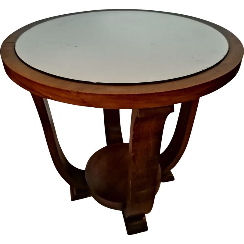 Art deco pedestal table with mirror central tray