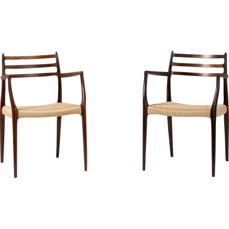 Pair of Niels Moller Model 62 Rosewood Armchairs, 1962