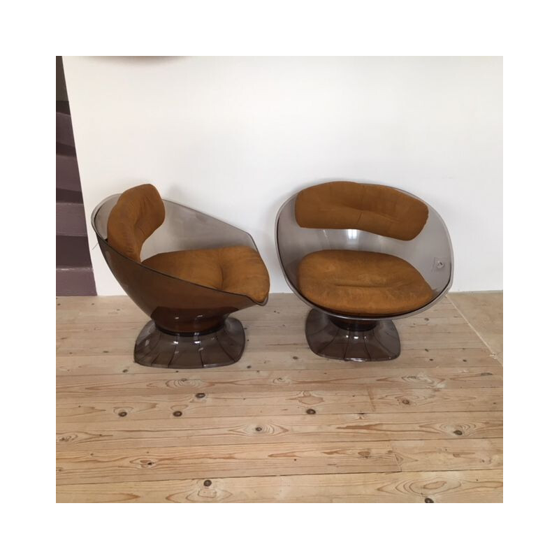 Paire de fauteuils vintage en plexisglas de Raphaël 1970