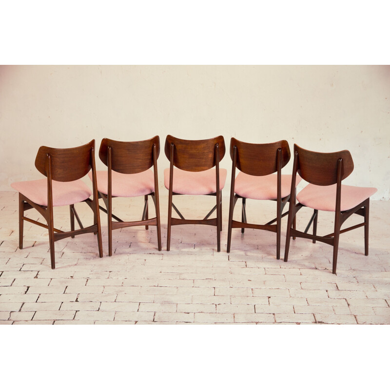 Set of 5 vintage chairs model Hamar by Louis Van Teeffelen 1962