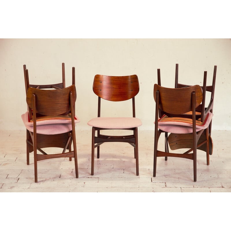 Set de 5 chaises vintage modèle Hamar par Louis Van Teeffelen 1962