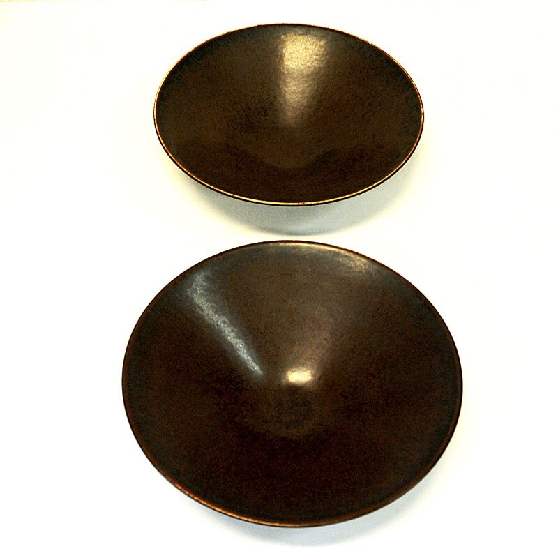Par de taças de cerâmica vidrada vintage de Carl Harry Stålhane para Rörstrand, Suécia 1950