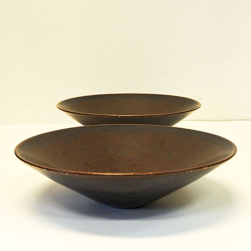 Pair of vintage glazed ceramic bowls by Carl Harry Stålhane for Rörstrand, Sweden 1950