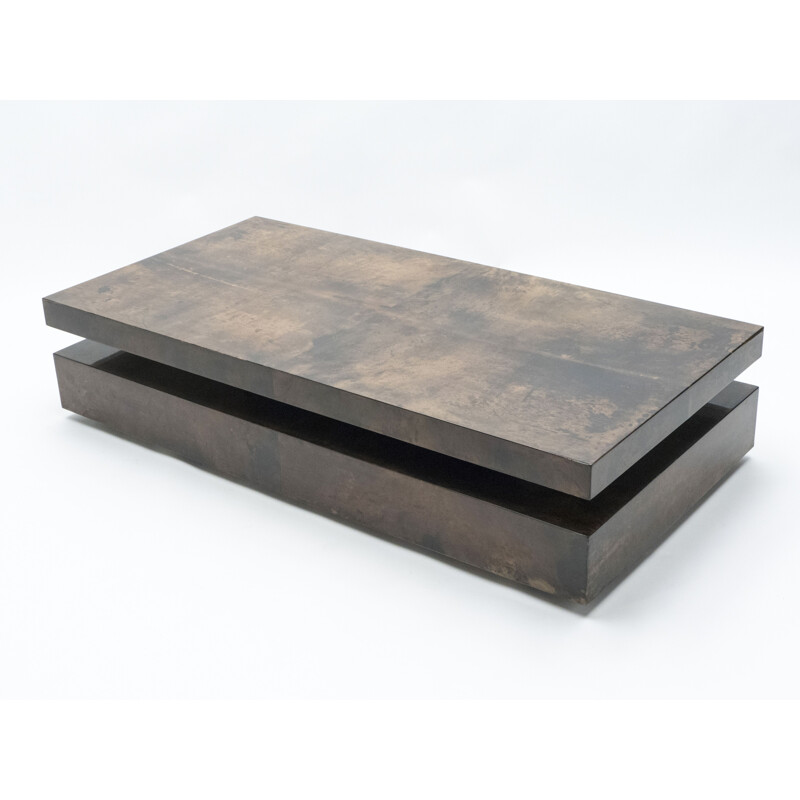 Vintage parchment coffee table by Aldo Tura, 1960
