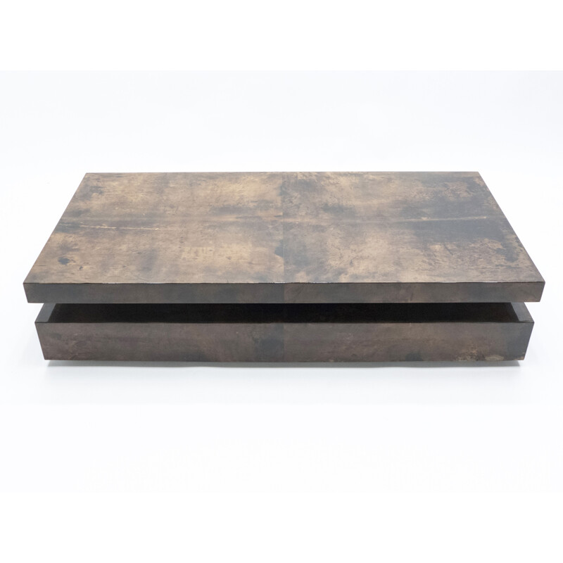 Vintage parchment coffee table by Aldo Tura, 1960