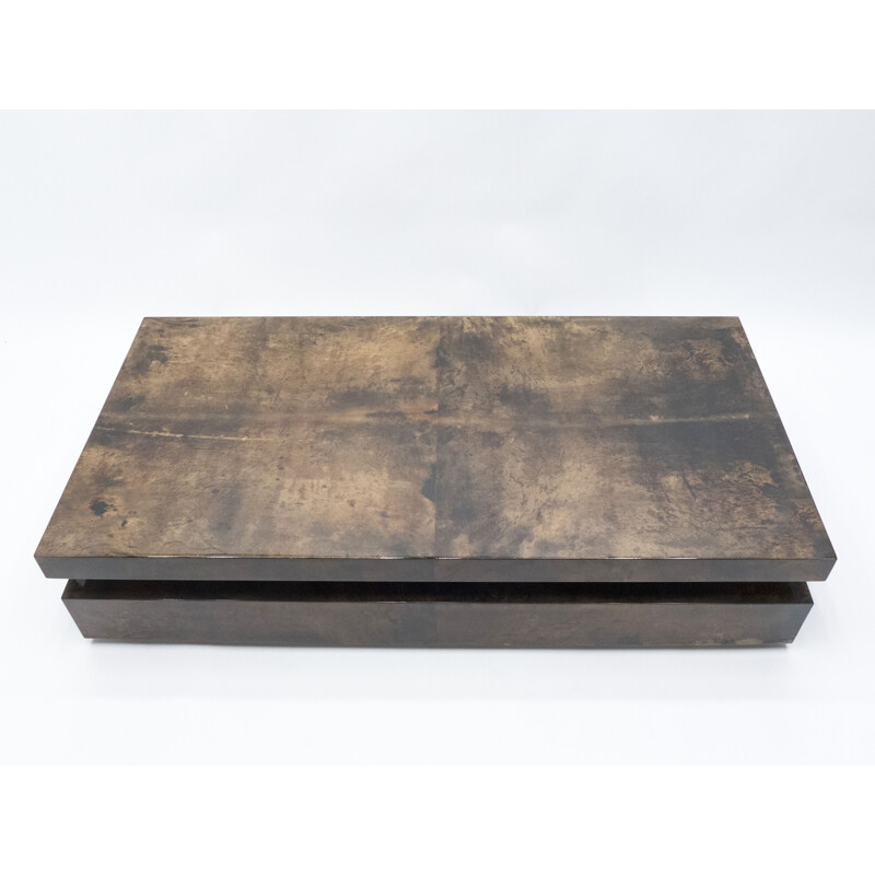 Vintage parchment coffee table by Aldo Tura, 1960