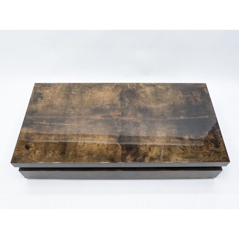 Vintage parchment coffee table by Aldo Tura, 1960