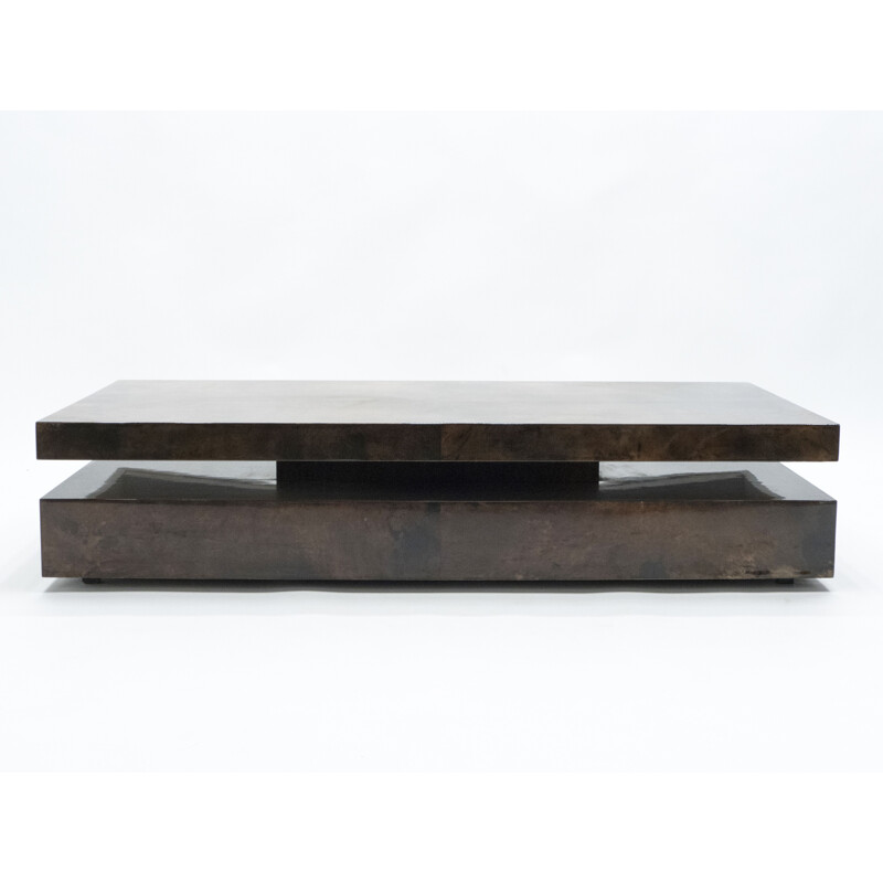 Vintage parchment coffee table by Aldo Tura, 1960