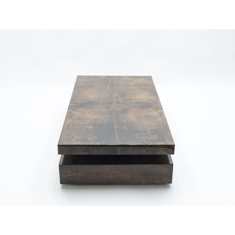 Vintage parchment coffee table by Aldo Tura, 1960