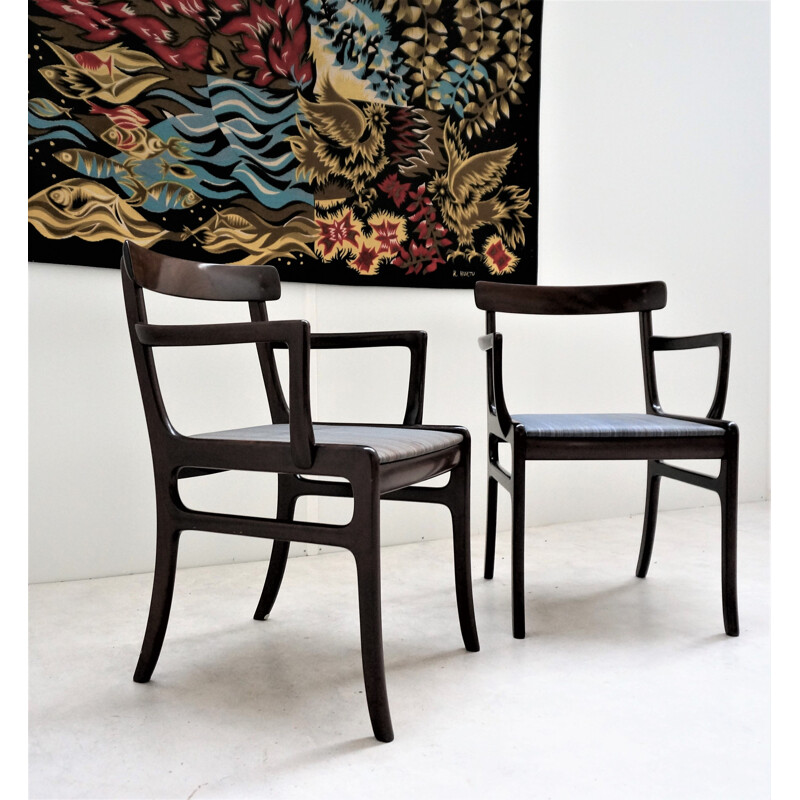 Paire de fauteuils vintage scandinaves Rungstedlung Ole Wanscher