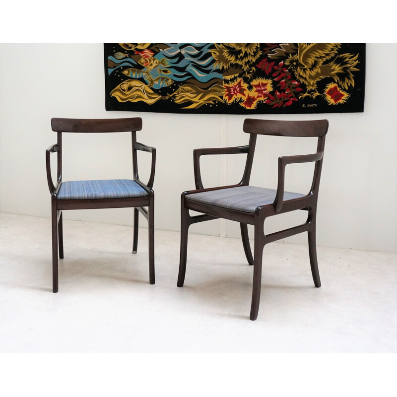 Pair of Scandinavian vintage armchairs Rungstedlung Ole Wanscher