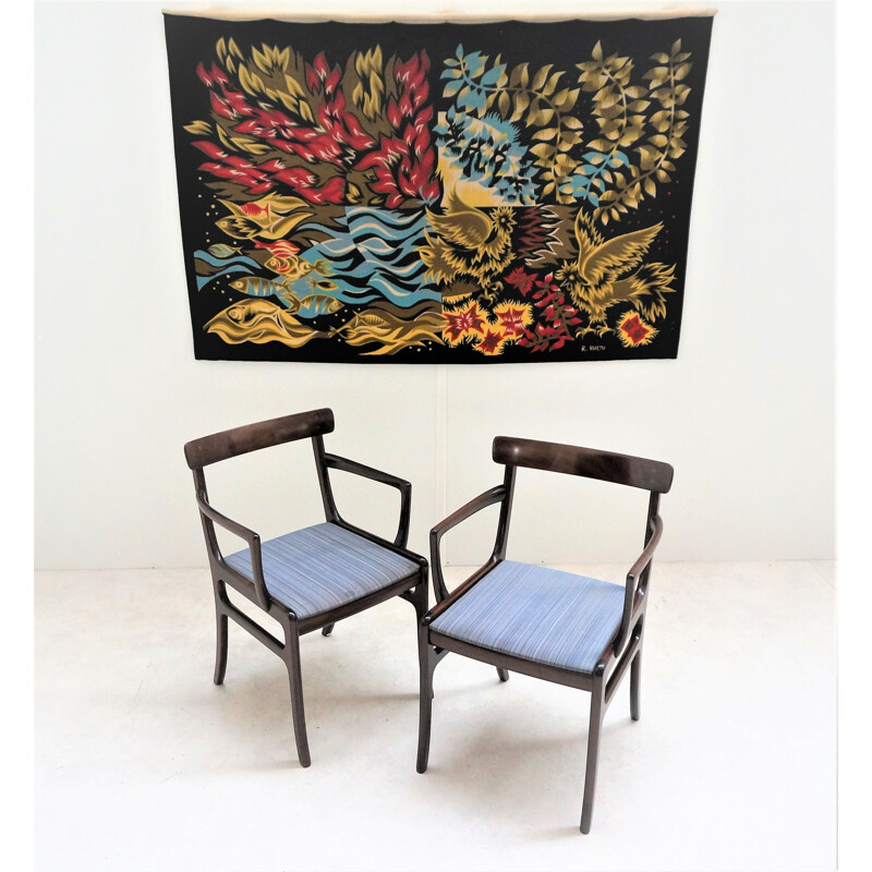Pair of Scandinavian vintage armchairs Rungstedlung Ole Wanscher