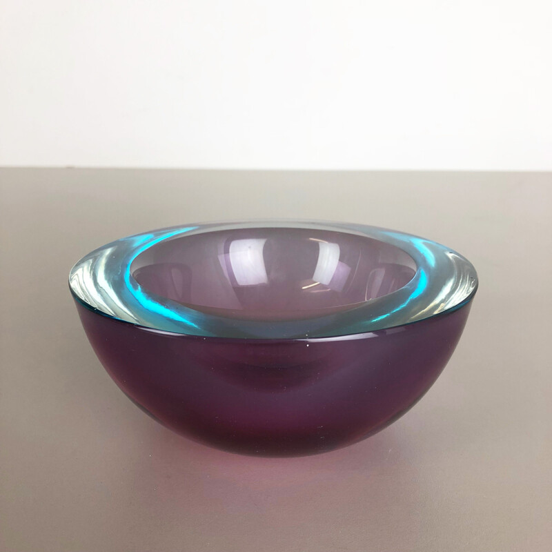 Large Murano Glass Sommerso Bowl Element Flavio Poli, Attributed, Italy, 1970