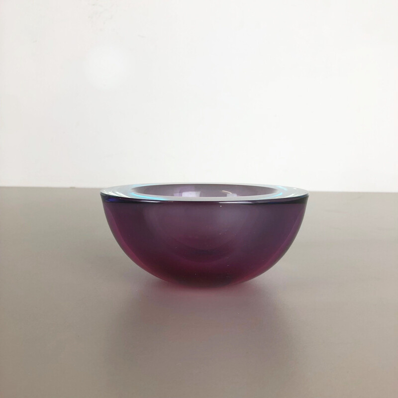 Large Murano Glass Sommerso Bowl Element Flavio Poli, Attributed, Italy, 1970