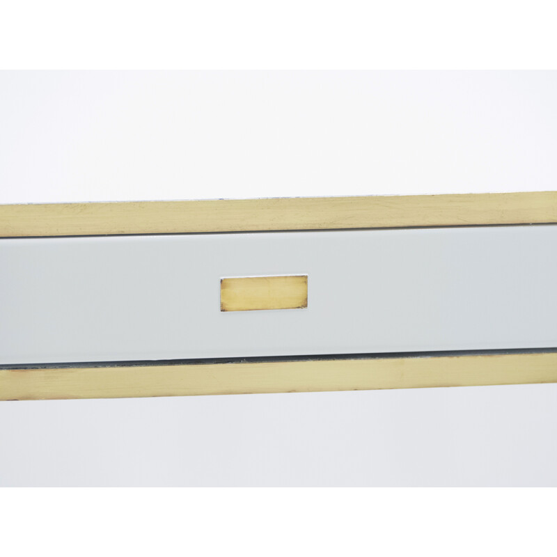 White lacquered and brass J.C. console. Mahey's 1970s
