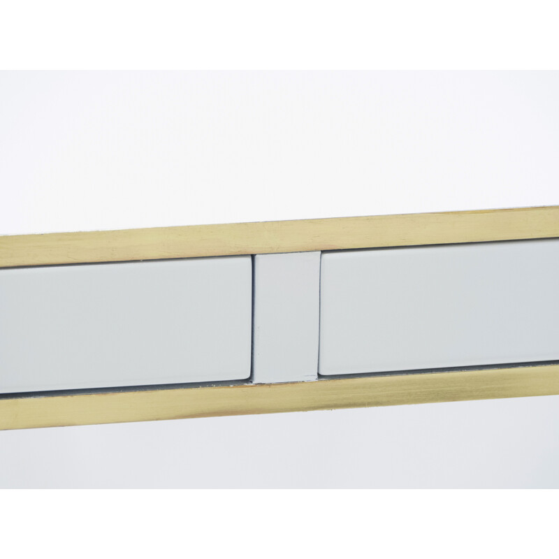 White lacquered and brass J.C. console. Mahey's 1970s