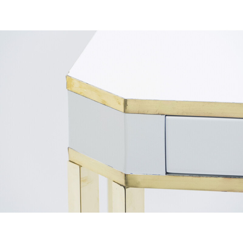 White lacquered and brass J.C. console. Mahey's 1970s