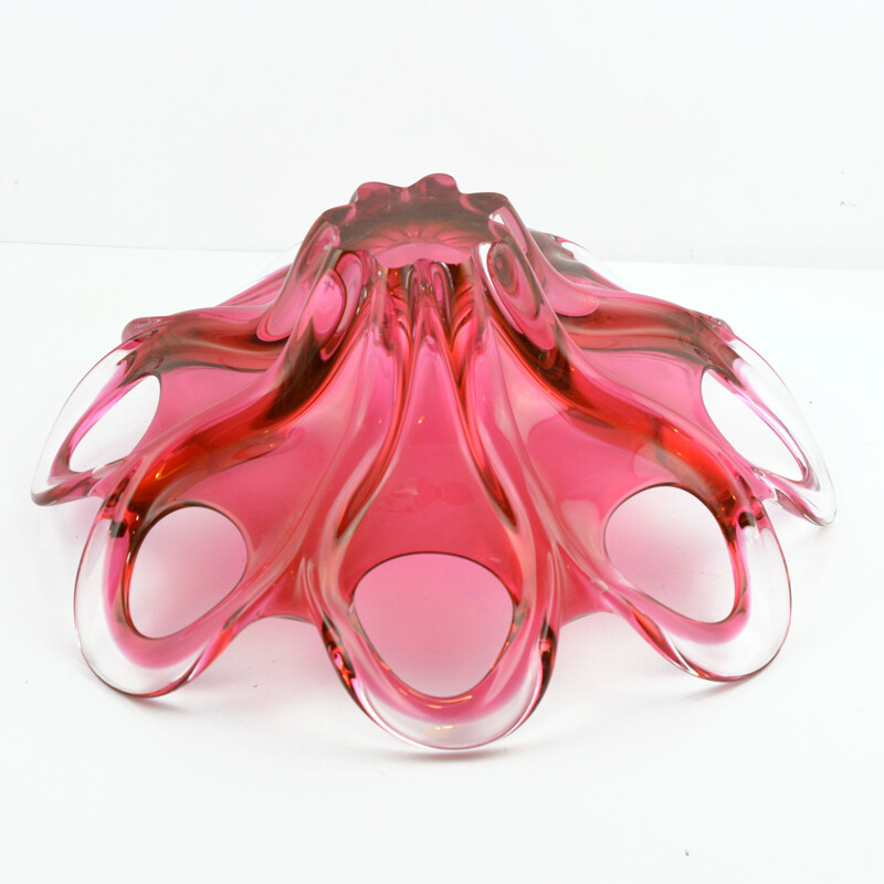 Large glass platter designed by J. Hospodka Chribska Sklarna, Czechoslovakia of the 1970s