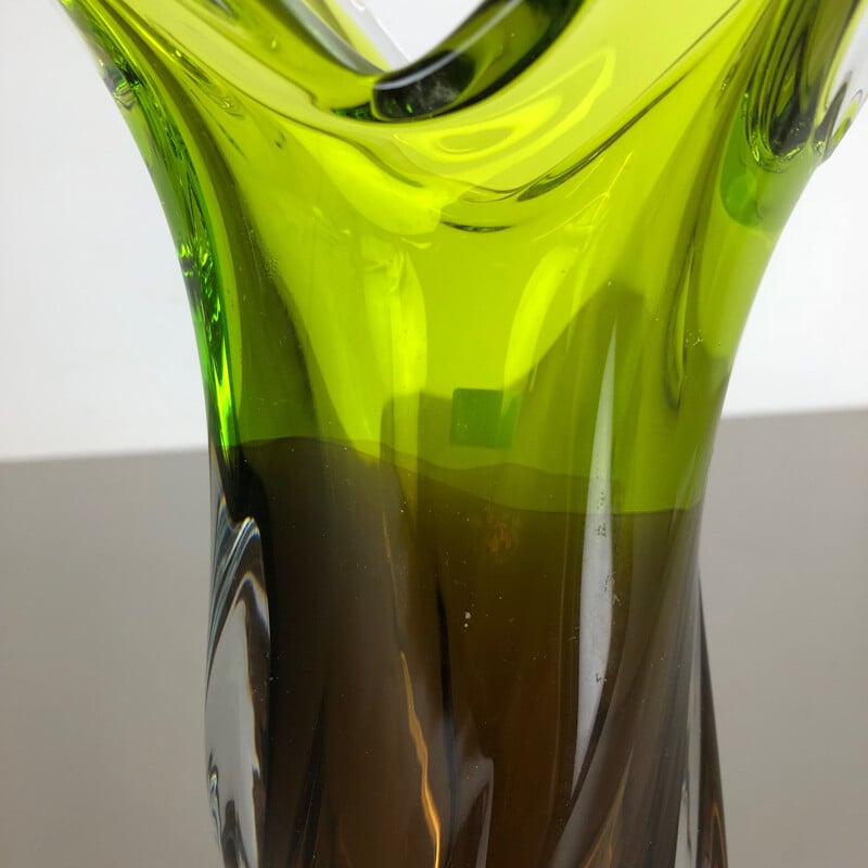 Vintage brown crystal glass vase by Joska Waldglashütte, Germany 1970