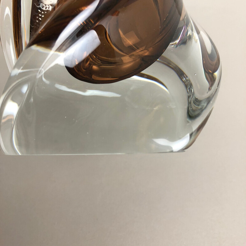 Vintage brown crystal glass vase by Joska Waldglashütte, Germany 1970